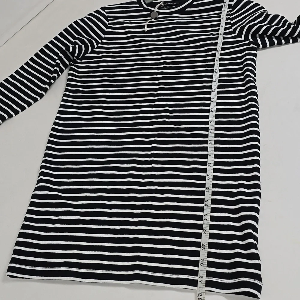 Balmain Black and White Striped Dress